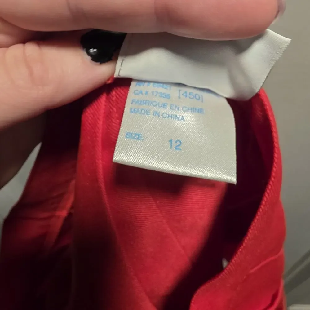 Reebok Women's Red Pleated Skirt Twill Polyester Button Closure Size 12